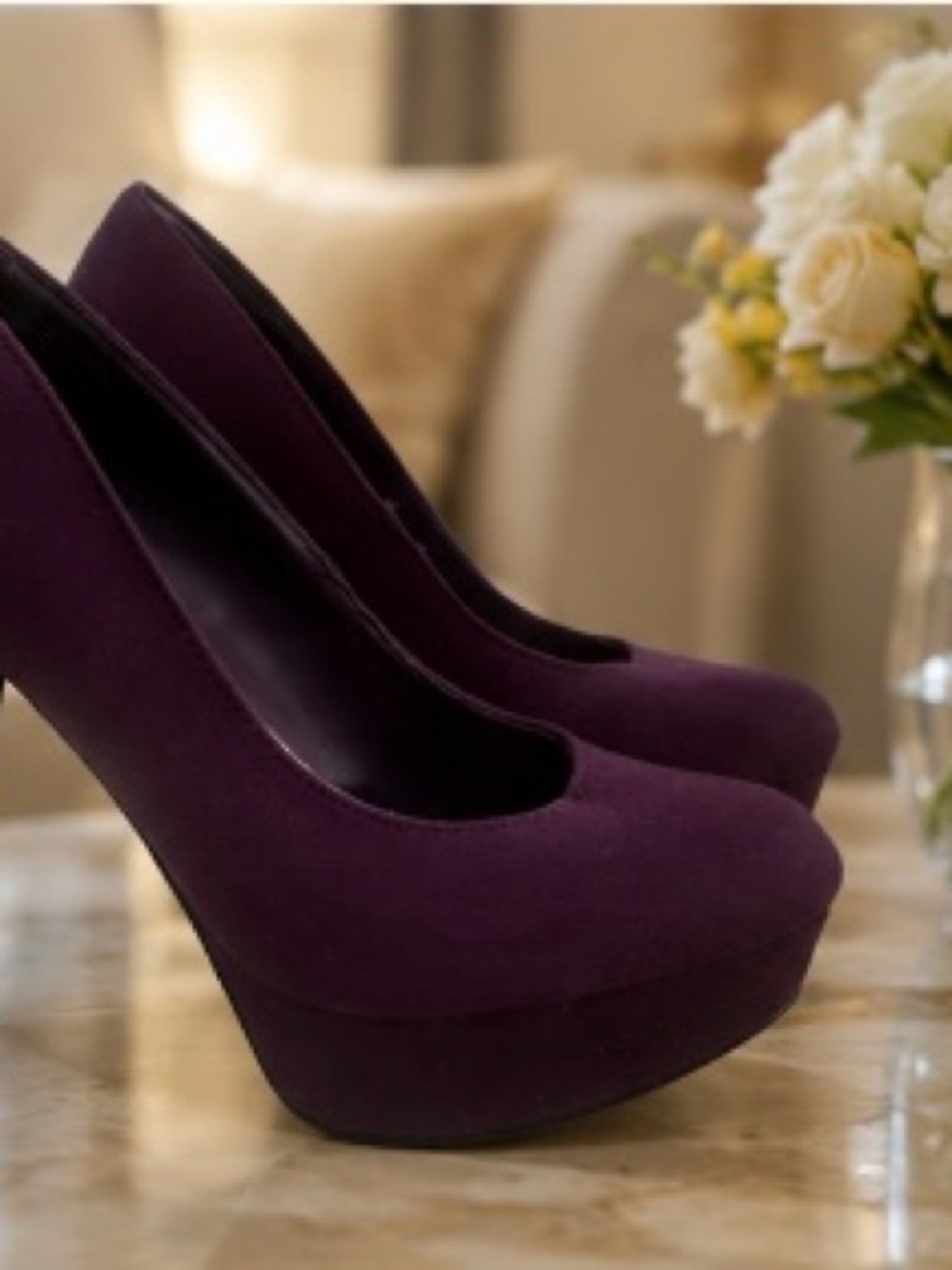 Brash Deep Plum Suede Platform Pumps